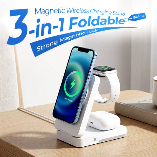 3-in-1 Opvouwbare Magnetische Draadloze Oplaadstandaard