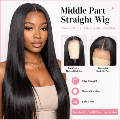 Voorgeplukte steile Lace Wig – Natuurlijke haarlijn & hittebestendig ontwerp, geen kunstmatige look meer