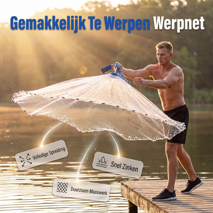 📢📢 40% KORTING !! ⏰ Easy-Throw Werpnet – Sterk Gaas, Snel Zinkend & Veelzijdig 🌊