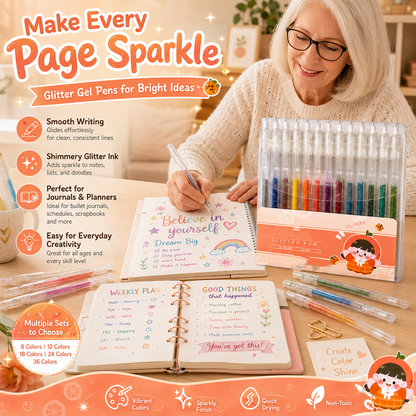 Set met intrekbare glittergelpennen voor journaling en tekene