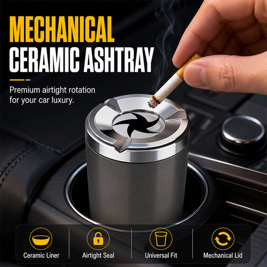 Draaibare keramische asbak voor in de auto – geurdicht, vuurvast & perfect passend voor 99% van alle bekerhouders 🚬✨