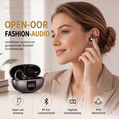 🎵 Draadloze Clip-on Oordopjes met Open Design – Kristalhelder Geluid, Stabiele Bluetooth 5.3 Verbinding, Lichtgewicht en Comfortabel voor de Hele Dag 🎶✨