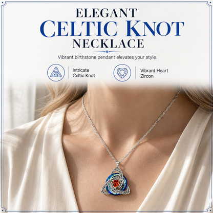 📢📢  1+1 gratis💎 Damesketting met Keltische knoop en geboortesteenhanger