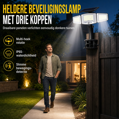 Zonne-sensorlamp met 3 koppen en bewegingsmelder