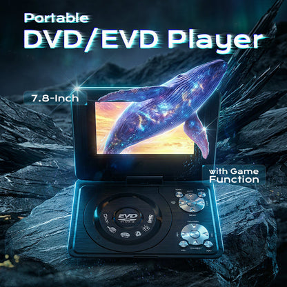 🔥FLASH SALE🔥 Draagbare DVD/EVD-speler met Gamefunctie – 7-Inch Draaibaar Scherm, Oplaadbare Lithiumbatterij – EVD/DVD/CD/AVI/MPEG-4/JPG – USB & AV – 12V! 🎮✨