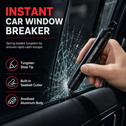 🚨🔥 UITVERKOOP! 2-in-1 mini-veiligheidshamer voor in de auto – Ruitbreker en gordelsnijder, levensreddend hulpmiddel voor noodgevallen!