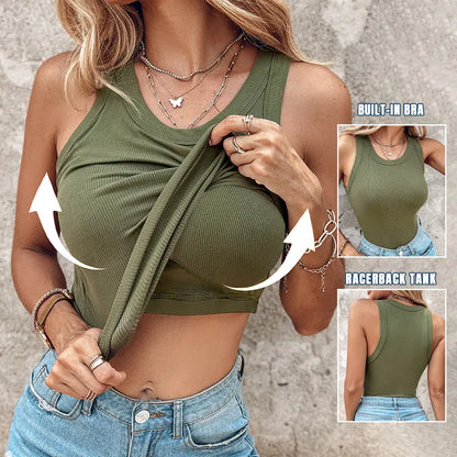 💖Geribd Rekbaar Tanktop met Ingebouwde Bh