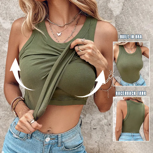 💖Geribd Rekbaar Tanktop met Ingebouwde Bh